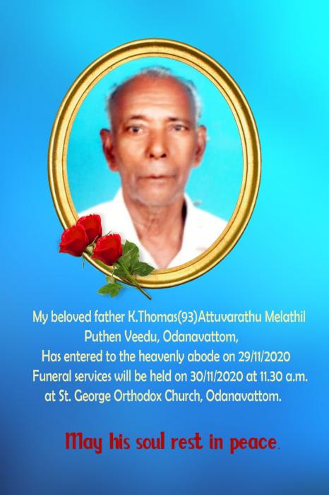 OBITUARY -Mr. K.Thomas (93 years)